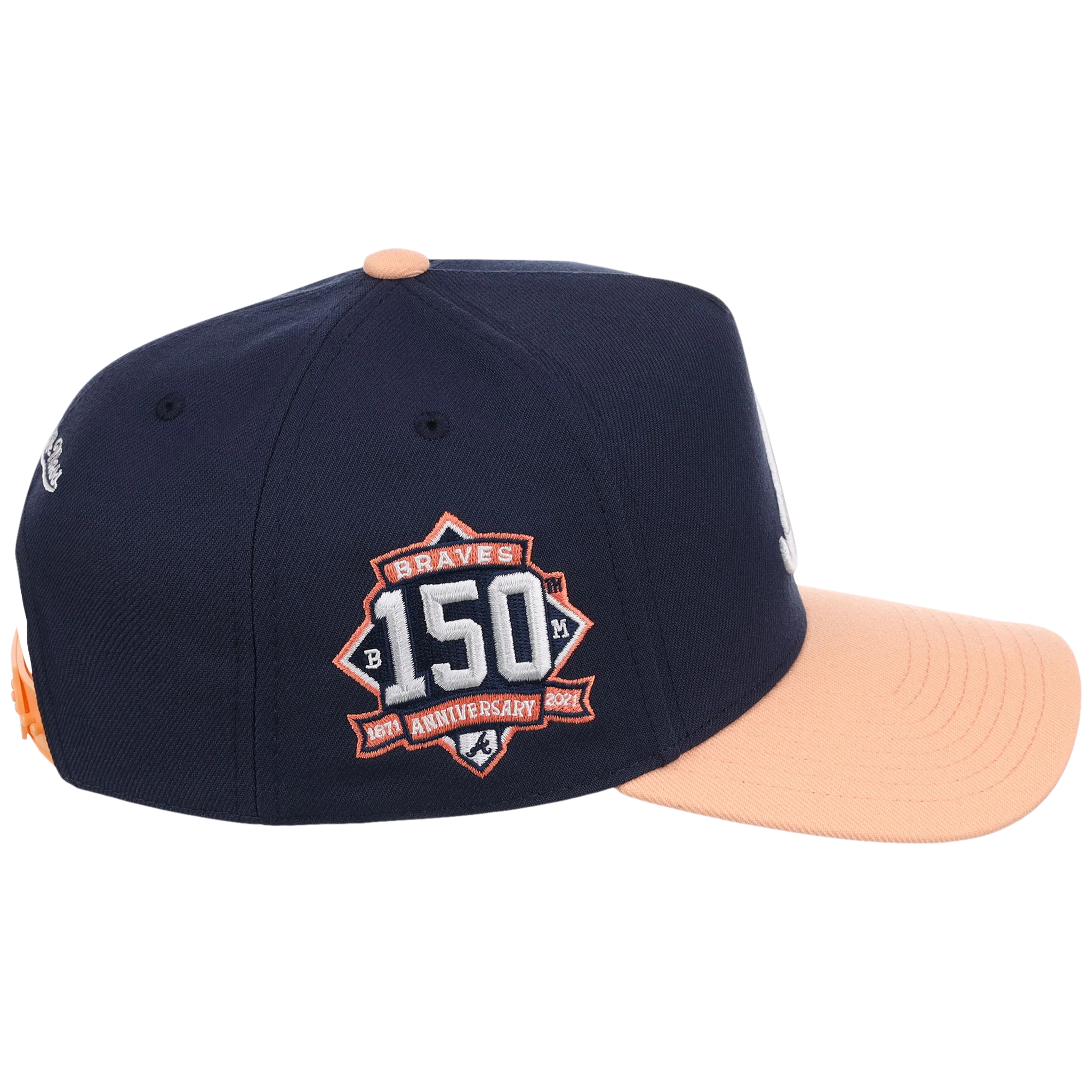 Atlanta Braves Mitchell & Ness MLB 'Era Flip' Heritage Series Pro Pinch - Navy/Peach - Image 3