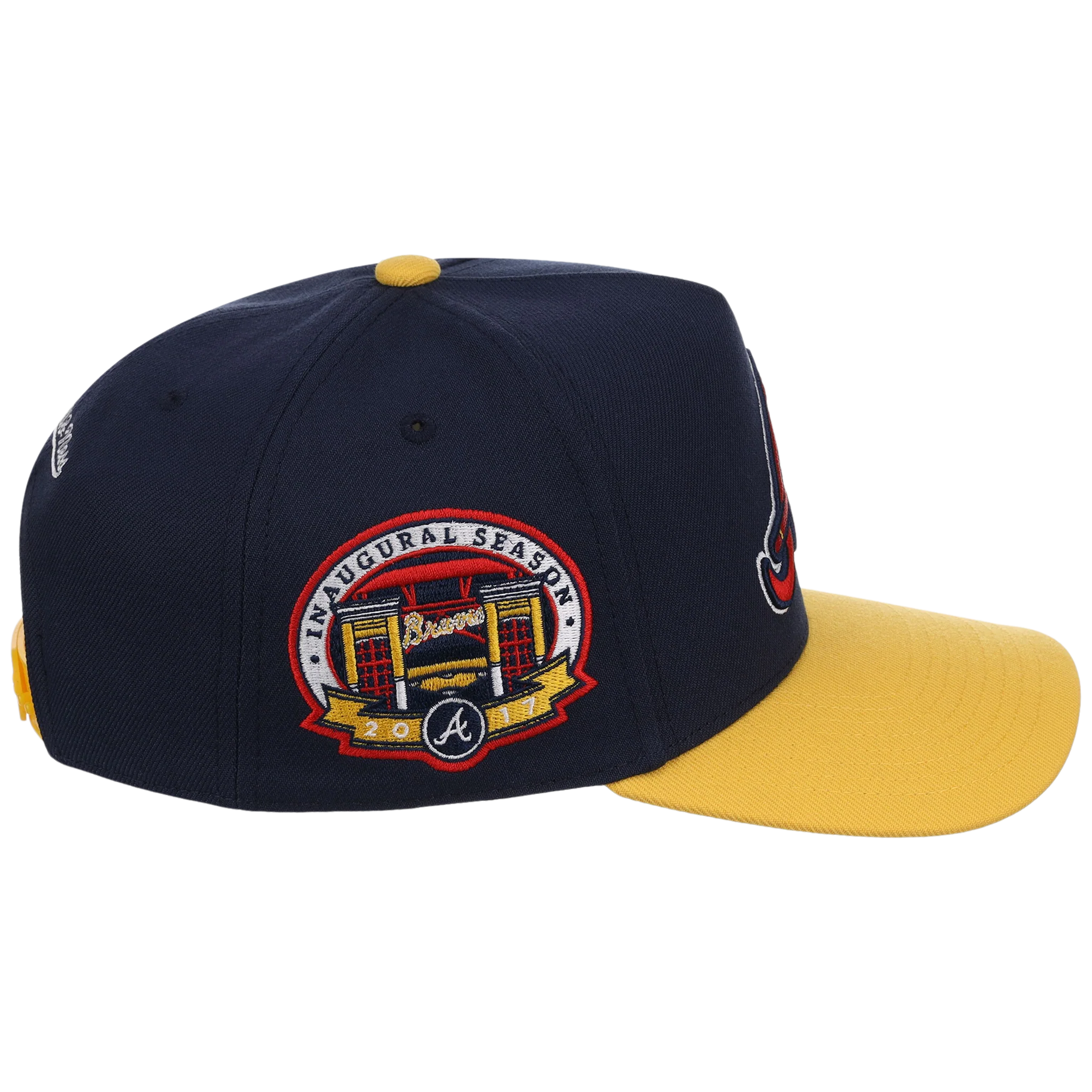 Atlanta Braves Mitchell & Ness MLB 'Era Flip' Heritage Series Pro Pinch - Navy/Yellow - Image 3