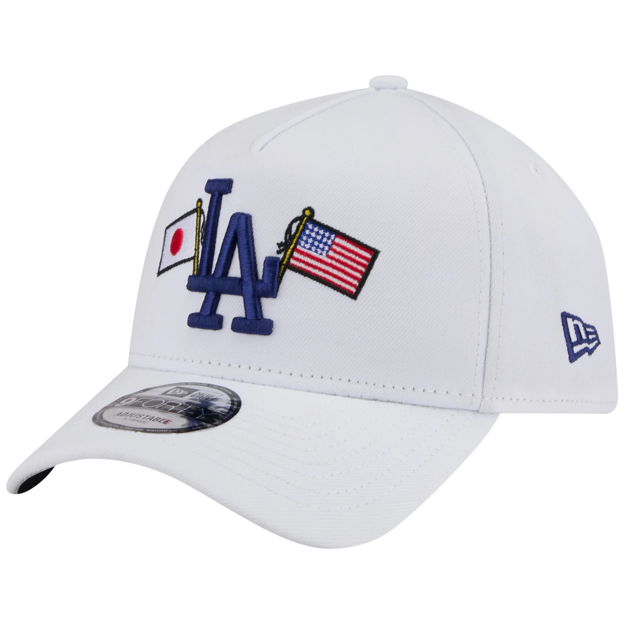 Los Angeles Dodgers Los Angeles Crown the City - JAPAN USA Flags - White/White New Era 9FORTY - Image 4